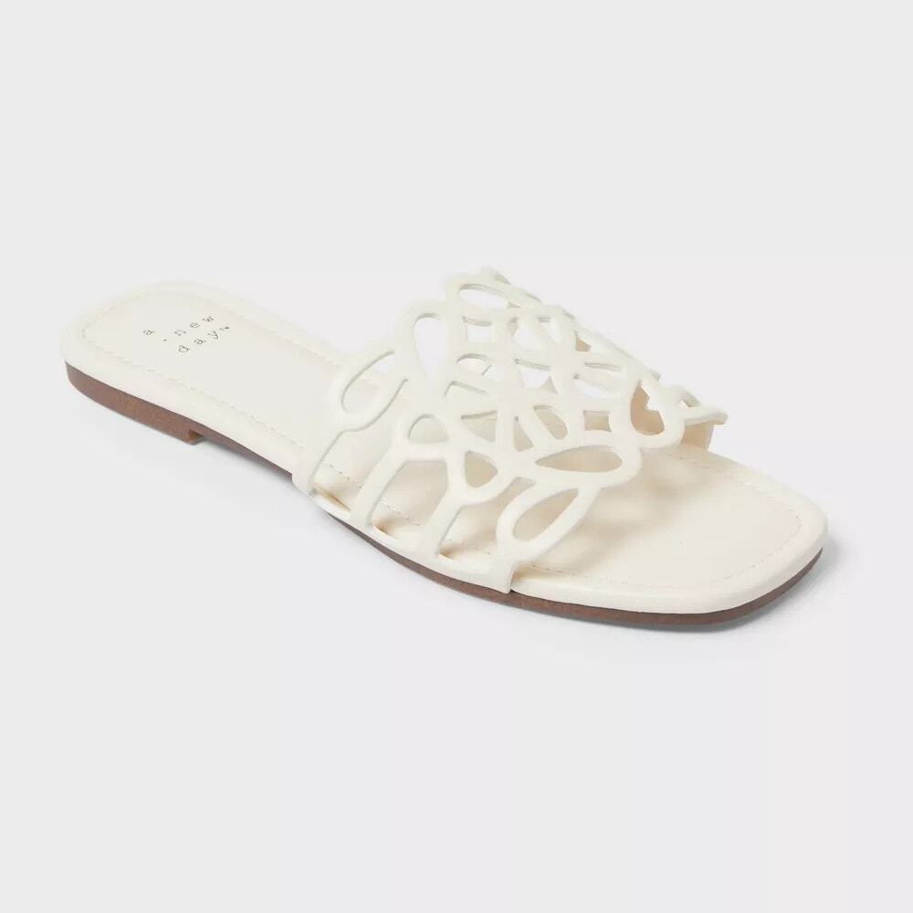 Women’s Fiona Slide Sandals - A New Day - Bone 9